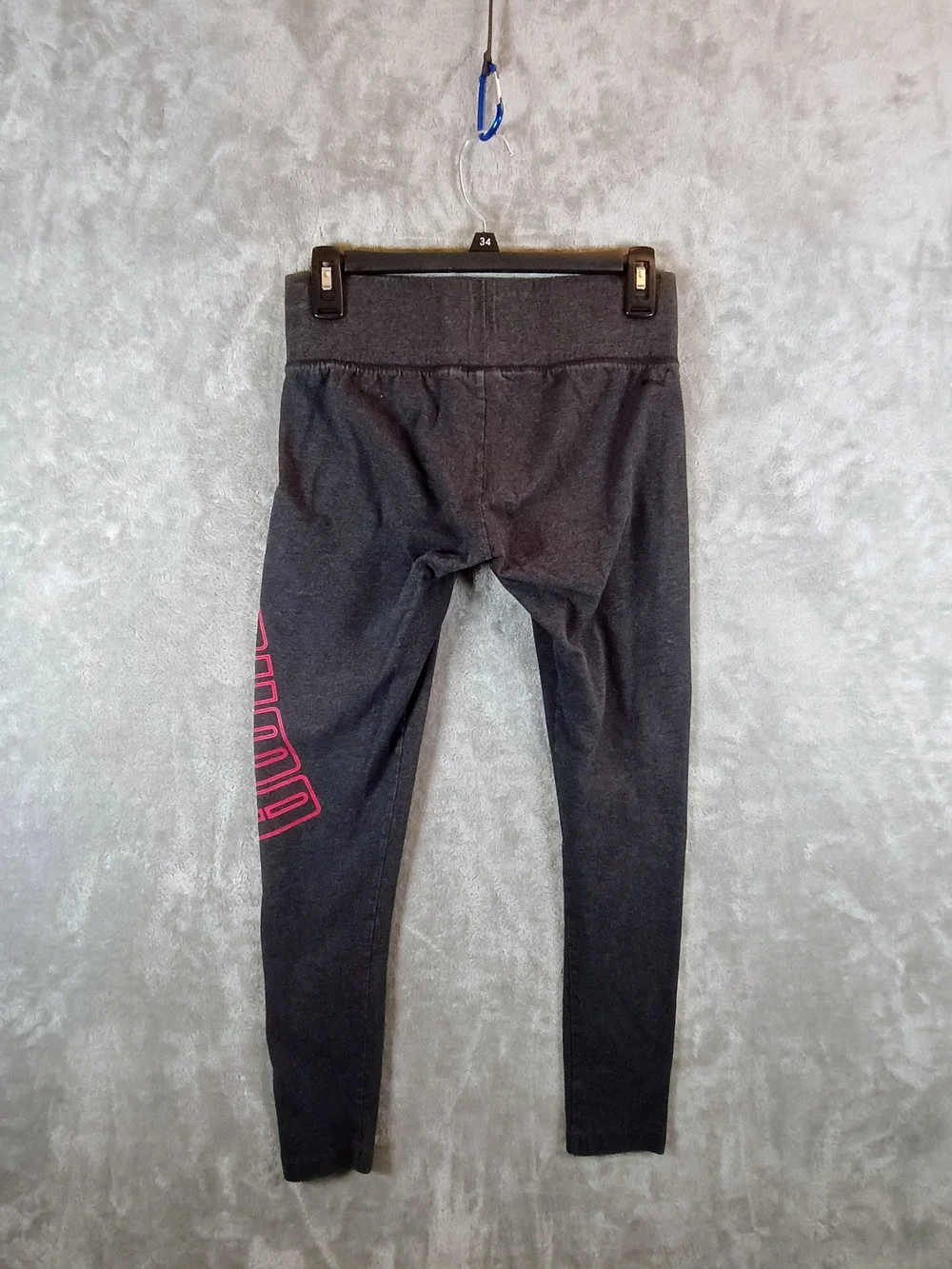 Puma Kids' Girls Charcoal Leggings with Pink Logo Size Large